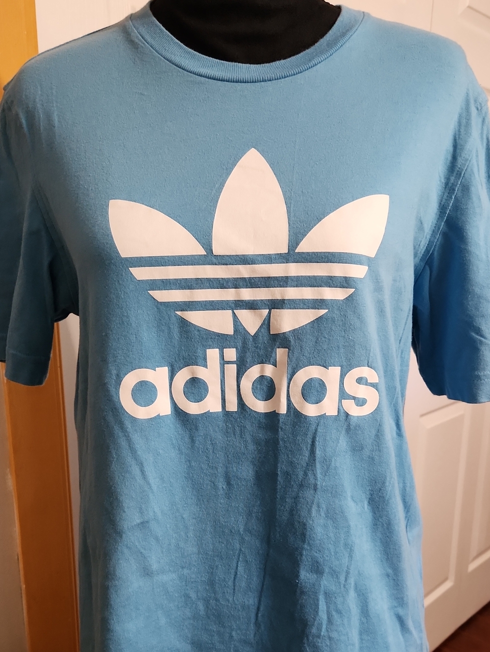 adidas Light Blue Short Sleeve Tee with White Trefoil